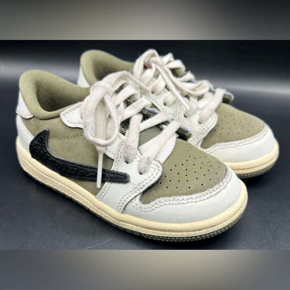 Air Jordan x Travis Scott, Cactus Jack - Olive and Cream Youth Sneakers-8C
